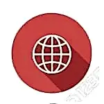 Çevrimiçi tasarım girişimlerinde küresel bağlantıyı simgeleyen, beyaz küre simgesi ve uzun gölgeli kırmızı daire.