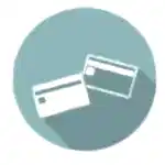 Çevrimiçi alışveriş deneyimini anımsatan, mavi-yeşil dairesel bir arka plan üzerinde üst üste yerleştirilmiş iki kredi kartının illüstrasyonu.